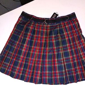 NWT Current Mood Plaid Midi Skirt